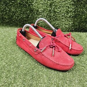 Tods Gommino Red Suede Slip On Driving Flats Comfort Loafers Womens 36.5 US 6.5